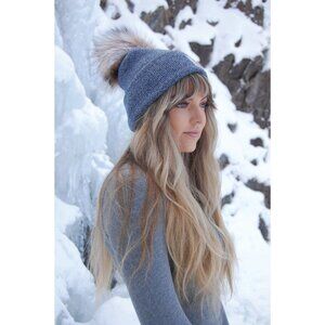 Carhartt Fox Fur Puff Beanie (Denim Blue Marl)